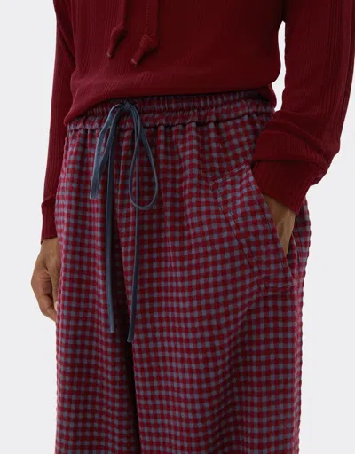 Ferrari Wool And Viscose Pants With Vichy Pattern In Red