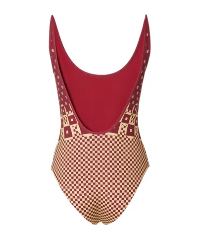 Fendi Micro Patchwork Print Lycra One Piece Swimsuit In Animal Print