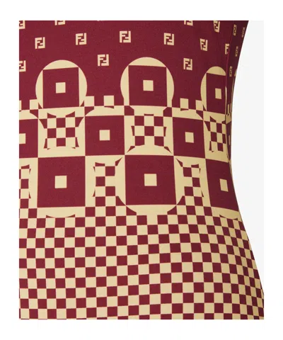 Fendi Micro Patchwork Print Lycra One Piece Swimsuit In Animal Print