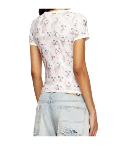 Diesel Cat-print T-shirt With Short Sleeves Throughout In Multi