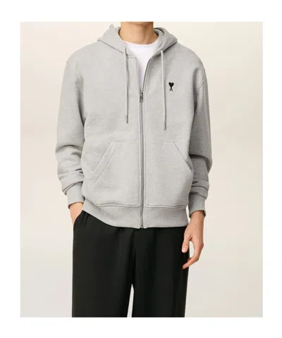 Ami Alexandre Mattiussi Ami Classic Crewneck Sweater With Ribbed Cuffs In Gray