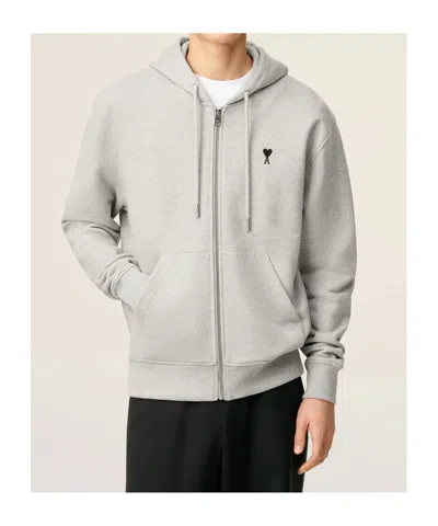 Ami Alexandre Mattiussi Ami Classic Crewneck Sweater With Ribbed Cuffs In Gray