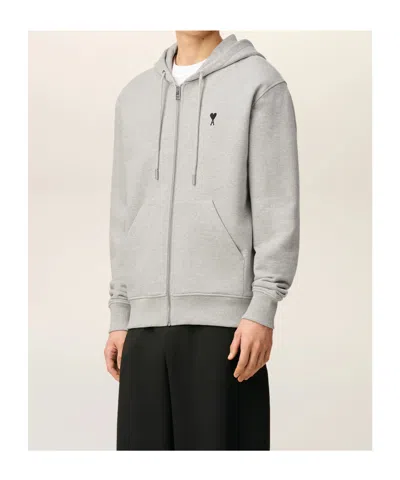 Ami Alexandre Mattiussi Ami Classic Crewneck Sweater With Ribbed Cuffs In Gray