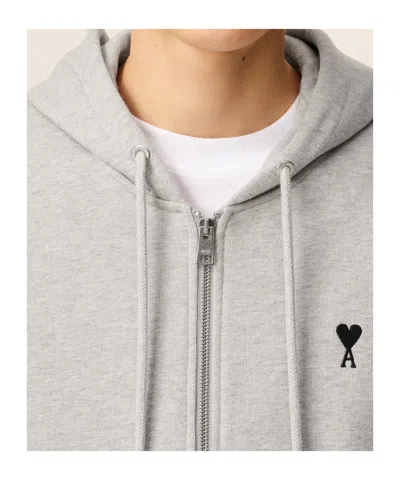 Ami Alexandre Mattiussi Ami Classic Crewneck Sweater With Ribbed Cuffs In Gray