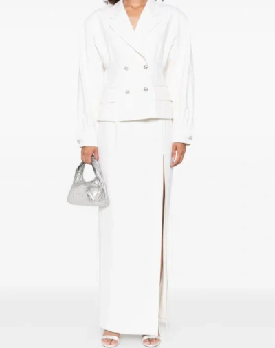 Alessandra Rich Split-front Midi Skirt In White