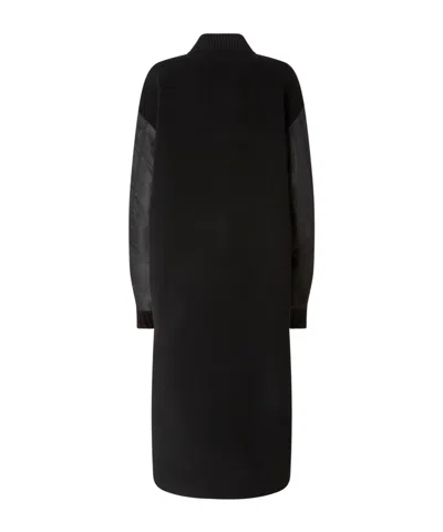 Pinko Long Bomber Coat In Wool And Nylon In Black