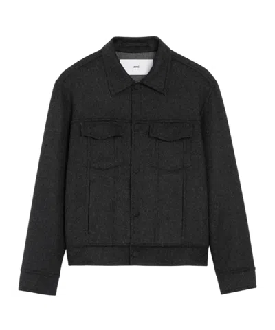 Ami Alexandre Mattiussi Adjustable Cuffs Chest Pockets Long Sleeves In Black