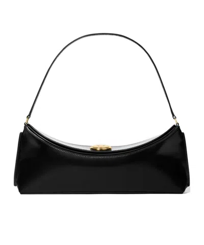 Jacquemus Le Calisso Black Shoulder Bag With Engraved Snap Button In Leather In Black