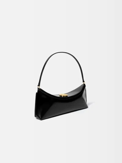 Jacquemus Le Calisso Black Shoulder Bag With Engraved Snap Button In Leather In Black