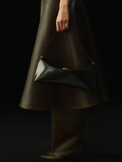 Jacquemus Le Calisso Black Shoulder Bag With Engraved Snap Button In Leather In Black