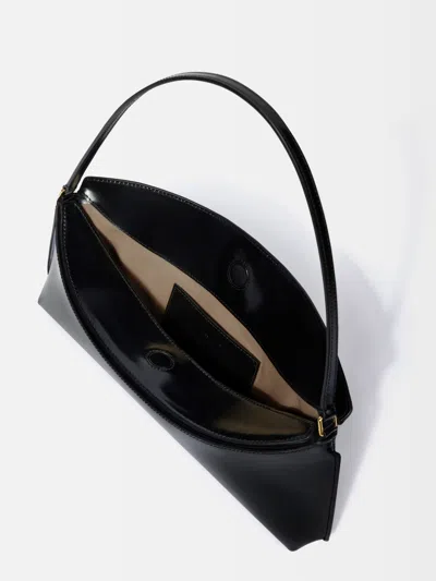 Jacquemus Le Calisso Black Shoulder Bag With Engraved Snap Button In Leather In Black