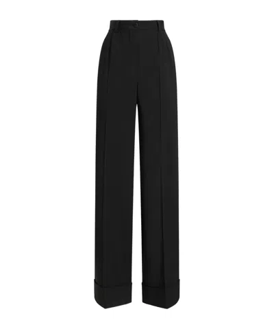 Dolce & Gabbana Two-way Stretch Wool Trousers In Black
