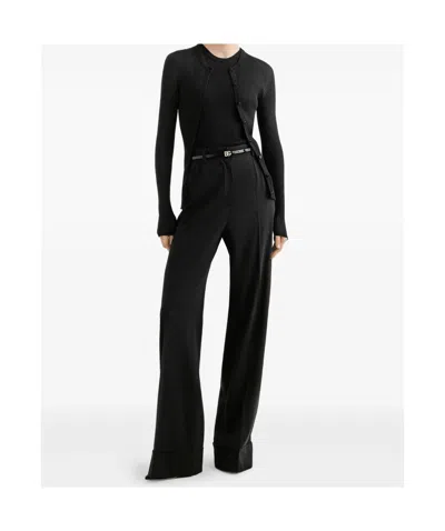 Dolce & Gabbana Two-way Stretch Wool Trousers In Black