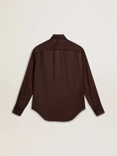 Golden Goose Viscose Shirt With Quilted Details In Brown