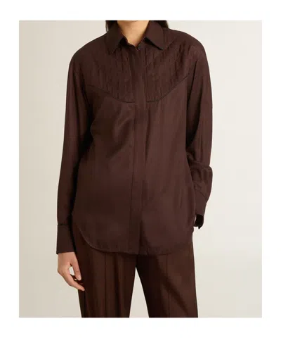 Golden Goose Viscose Shirt With Quilted Details In Brown