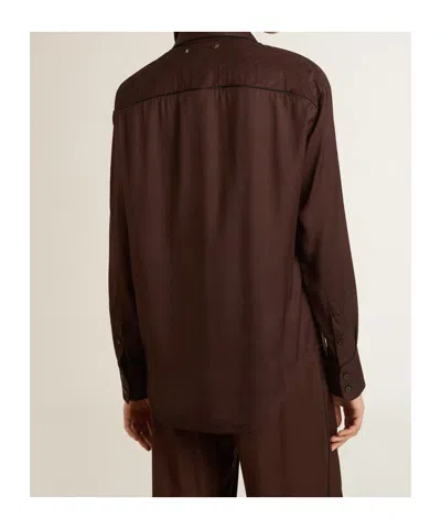 Golden Goose Viscose Shirt With Quilted Details In Brown