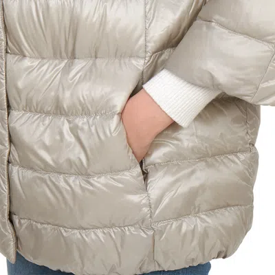 Herno Padded High Neck Short Sleeves Quilted Jacket In Silver