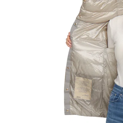 Herno Padded High Neck Short Sleeves Quilted Jacket In Silver