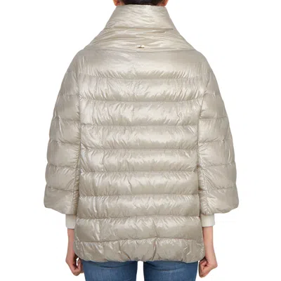 Herno Padded High Neck Short Sleeves Quilted Jacket In Silver