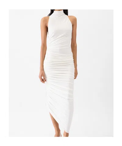 Jacquemus Asymmetric Hem Sleeveless High Neck Dress In White