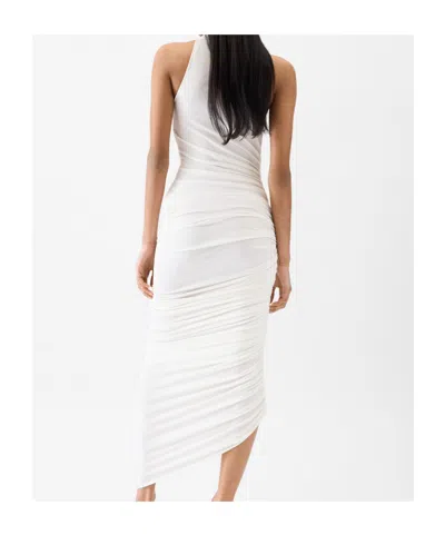 Jacquemus Asymmetric Hem Sleeveless High Neck Dress In White