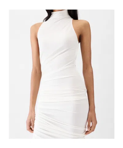 Jacquemus Asymmetric Hem Sleeveless High Neck Dress In White