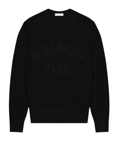 Givenchy Black Crew Neck Sweater With Logo Lettering On The Front In Cotton Man In Black