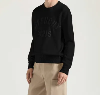 Givenchy Black Crew Neck Sweater With Logo Lettering On The Front In Cotton Man In Black
