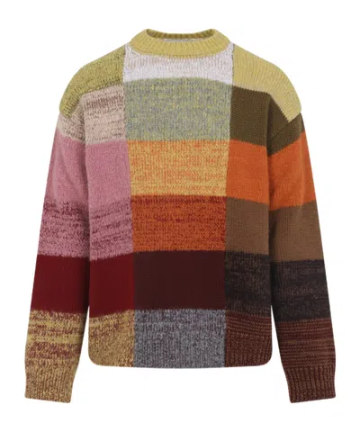 Dries Van Noten Marti Crew Neck Knite With Check Motif Knitwear Multicolor In Multi