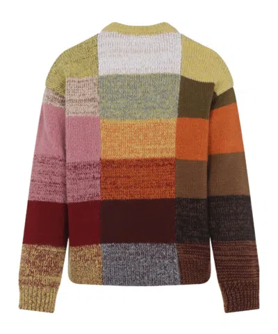 Dries Van Noten Marti Crew Neck Knite With Check Motif Knitwear Multicolor In Multi