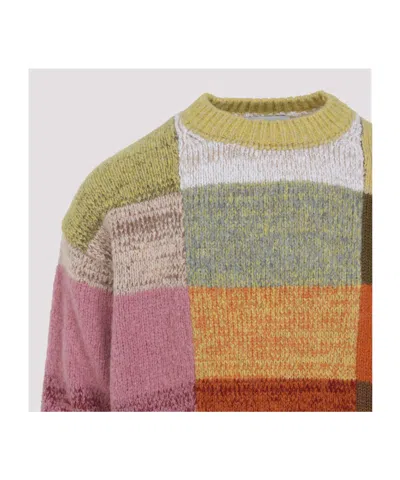 Dries Van Noten Marti Crew Neck Knite With Check Motif Knitwear Multicolor In Multi