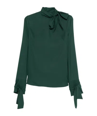 Ermanno Scervino Blusa In Seta Stretch Verde Scuro  Donna In Green