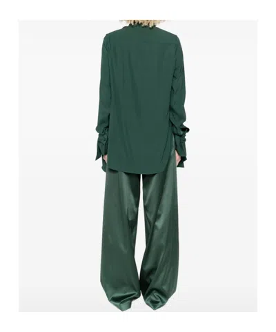 Ermanno Scervino Blusa In Seta Stretch Verde Scuro  Donna In Green