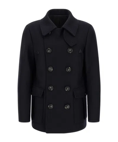 Dsquared2 Wool Coat With Button Detailing And Pockets In Blue