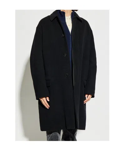 Isabel Marant Collared Long Length Side Pockets Jacket In Black