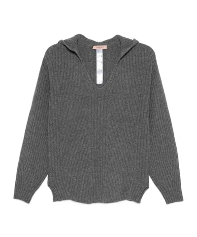 Twinset Twin-set Relaxed-fit Top With Deep V-neckline In Gray