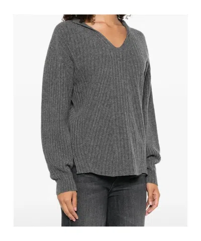 Twinset Twin-set Relaxed-fit Top With Deep V-neckline In Gray