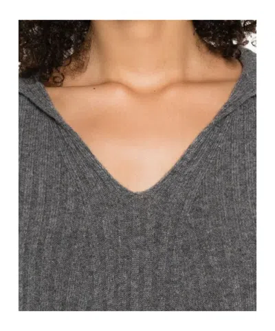 Twinset Twin-set Relaxed-fit Top With Deep V-neckline In Gray