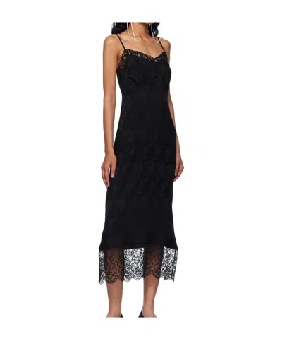 Simone Rocha Floral-jacquard Silk-satin Midi Slip Dress In Black