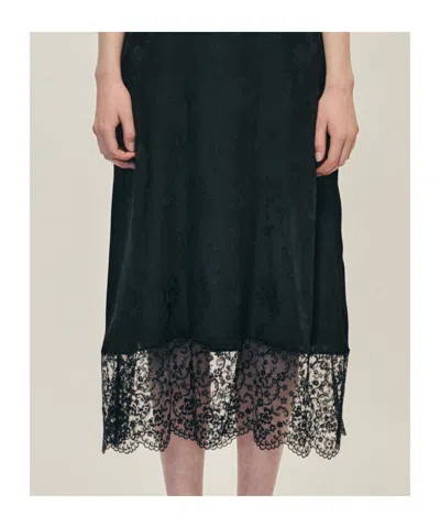 Simone Rocha Floral-jacquard Silk-satin Midi Slip Dress In Black
