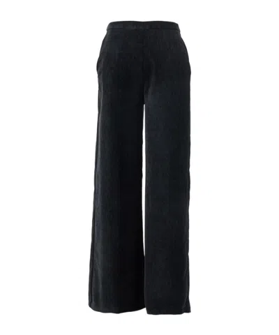 Forte Forte Black Trousers With Elastic Waist In Velvet Woman In Black