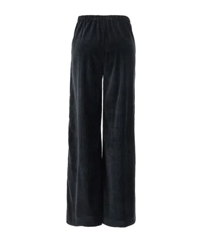 Forte Forte Black Trousers With Elastic Waist In Velvet Woman In Black