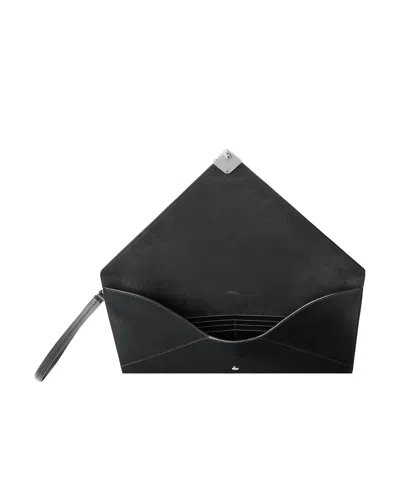 Fendi Large Flat Pouch With Envelope Design And Wrist Strap In Black