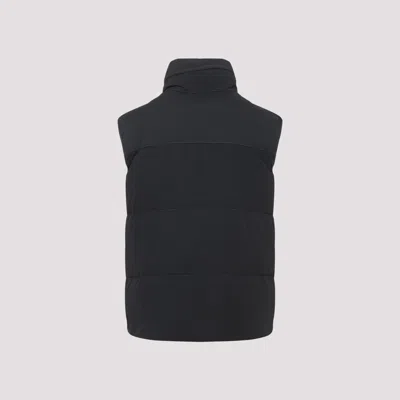 C.p. Company Black Vest With Mock Drawstring Neck And Logo Plaque On The Front In Black