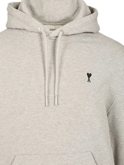 Ami Alexandre Mattiussi Ami Classic Crewneck Sweater With Ribbed Cuffs In Gray