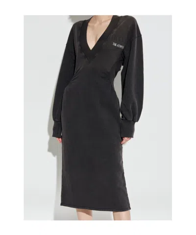 Attico American Fleece Dress In Black