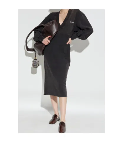 Attico American Fleece Dress In Black