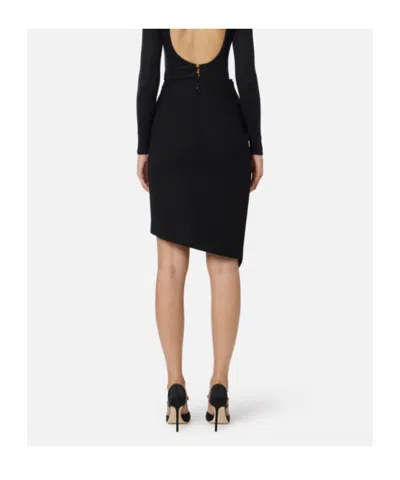 Elisabetta Franchi Viscose And Wool Skirt With Asymmetrical Design In Black