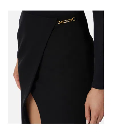 Elisabetta Franchi Viscose And Wool Skirt With Asymmetrical Design In Black