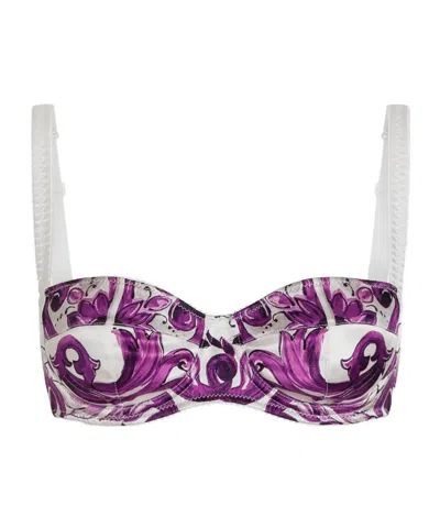 Dolce & Gabbana Adjustable Straps Floral Print Sleeveless Lingerie In Purple